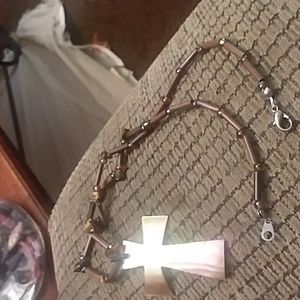 Brown cross necklace